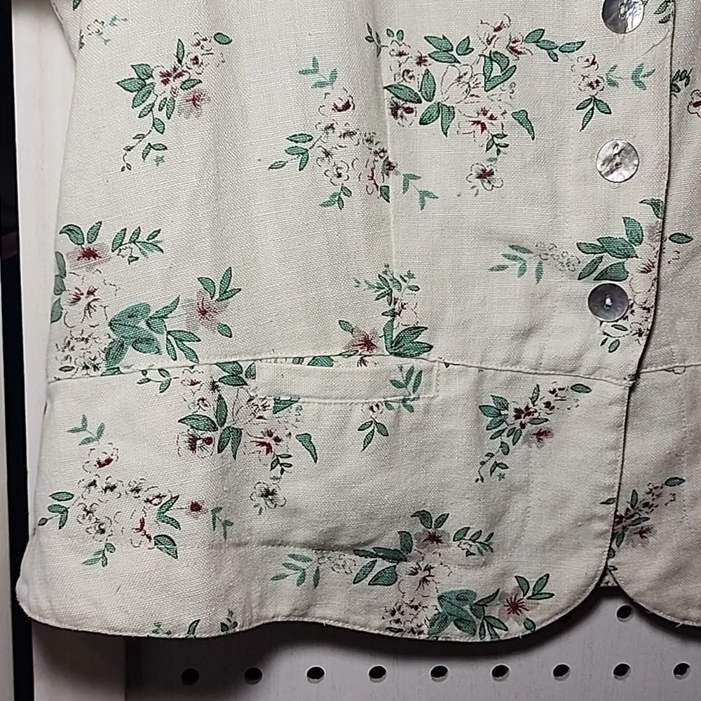 Stonebridge Size 10 100% Linen Off White Button Up Blouse Vintage - Picture 4 of 7